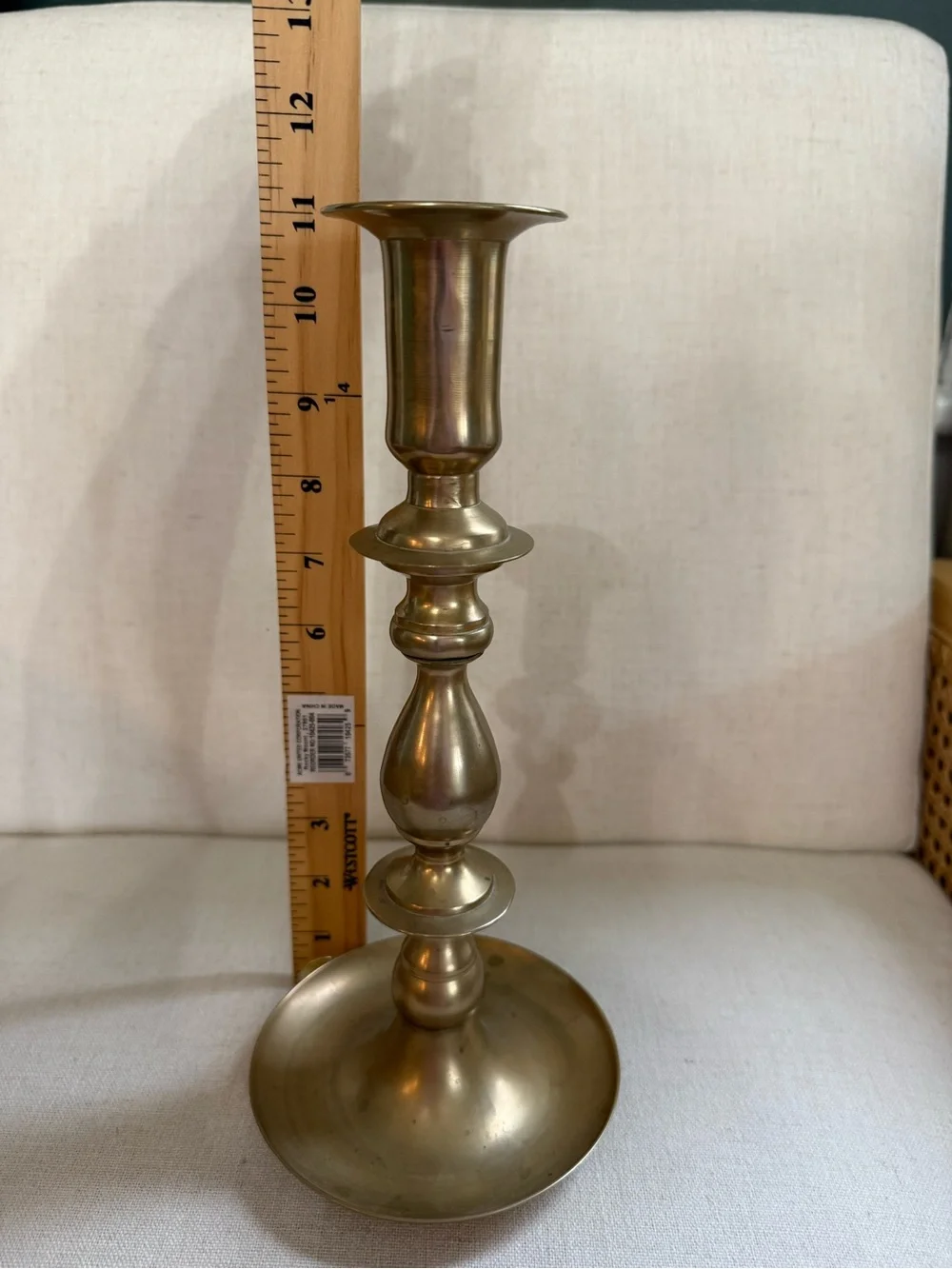 Vintage Solid Brass Tapered Candlestick Holder Brushed Finish 11
